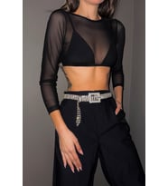 Kadın Siyah Tül Crop 0999-22105