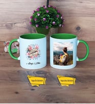 Anneye Hediye Kupa Bardak Yeşil Fotoğraflı Anneler Günü Hediyesi