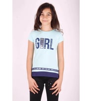 Toontoy Kız Çocuk Baskılı T-Shirt (Mint Yeşili)