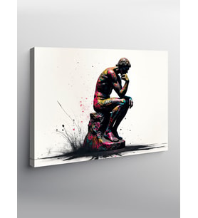 Kanvas Tablo Düşünen Adam Grafiti Stili