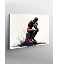 Kanvas Tablo Düşünen Adam Grafiti Stili