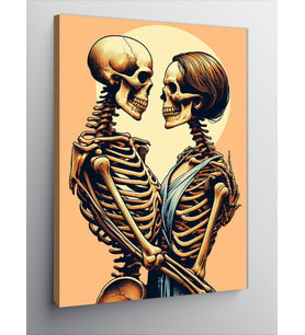 Kanvas Tablo Aşık İskeletler