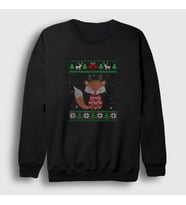 Presmono Unisex Siyah Yılbaşı Fox Tilki Sweatshirt 368311tt