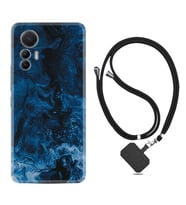 Xiaomi 12 Lite Kılıf Silikon Boyun Askılı İpli Desenli Silikon Blue Zigzag 1687