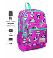 Coral High Kids Dört Gözlü Kız Çocuk İlkokul Çantası - Panda Desenli - USB+AUX Soketli