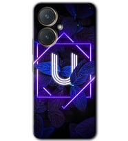 Vivo Y27 Kılıf HD Desen Baskılı Kılıf - Dark Neon Yaprak U Harfi