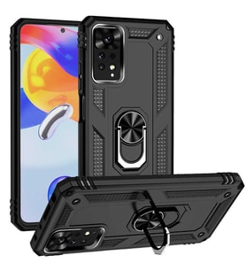 Xiaomi Redmi Note 11 Pro 5G Kılıf Yüzüklü Standli Tank Kapak (Siyah)