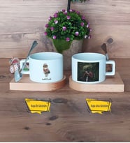 Baykuş Kupa Bardak Ahşap Altlıklı Kısa Fotoğraflı