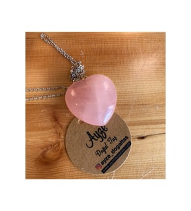 Pembe Kuvars Kalp Kolye
