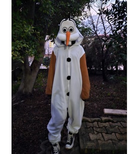 Olaf Kostümü Yetişkin  Karlar Ülkesi Olaf Pijama Tulum Kostüm