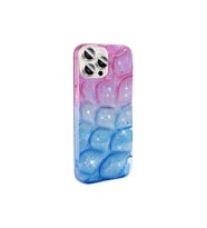 Apple iPhone 15 Pro Uyumlu Kılıf Simli 3D Desenli Zore Hacar Kapak (Pembe-Mavi)