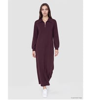LCW Modest Bordo Dik Yaka A Kesim Sweat Elbise