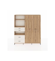 Arges Dolap 12 Raflı 4 Çekmeceli Tek Askılı 220x30x243 Çam-Çam/Aytaşı