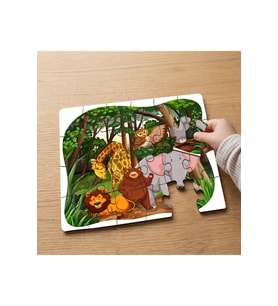 Amazon Ormanları Hayvanları Tasarımlı 24 Parça Ahşap Çocuk Puzzle MPK1224