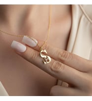 925 Ayar Gümüş İki Harfli Kişiye Özel Kolye (Gold)
