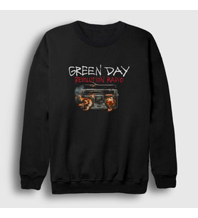 Presmono Unisex Siyah Radio Green Day Sweatshirt 55769tt
