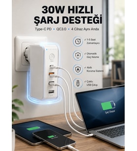 Ev Ve Ofis İçin Zaman Kontrollü Çoklu Şarj Cihazı Yeni Nesil