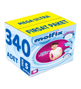 Molfix Külot Bebek Bezi Beden:5 (12-17KG) Junior 340 Adet Mega Ultra Fırsat Pk