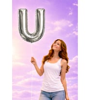 Silver U Harfi 100 cm – Parlak Gümüş Folyo Harf Balon