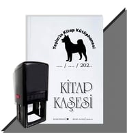 Kişiye Özel Köpek Silüet 3 Tarihli Otomatik Kitap Kaşesi (Siyah)
