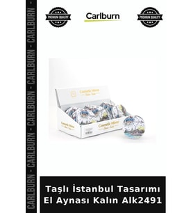 Özel Üretim Hediyelik Dekoratif Şık Kişisel Bakım Taşlı İstanbul Tasarımı El Aynası Kalın Alk2491