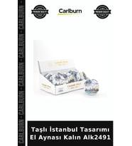 Özel Üretim Hediyelik Dekoratif Şık Kişisel Bakım Taşlı İstanbul Tasarımı El Aynası Kalın Alk2491