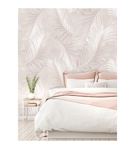 Dreamwall Tropik Yapraklar Desenli Silinebilir Sağlıklı Tekstil Duvar Kağıdı (Pastel Aşı)