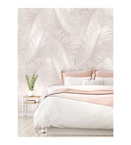 Dreamwall Tropik Yapraklar Desenli Silinebilir Sağlıklı Tekstil Duvar Kağıdı (Pastel Aşı)