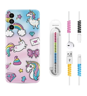 Samsung A23 A31 A32 A50 A51 A52 A53 A70 Kılıf Kablo Koruma Spiral Silikon Unicorn Mektup 1800