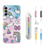Samsung A23 A31 A32 A50 A51 A52 A53 A70 Kılıf Kablo Koruma Spiral Silikon Unicorn Mektup 1800