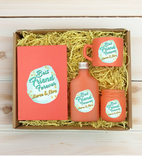 BK Gift Kişiye Özel İsimli DTF Best Friend Temalı Somon Defter & Kahve Fincanı & Kolonya & Mum Hediye Seti-2, Arkadaşa Hediye, Doğum Günü Hediyesi