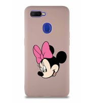 Oppo A5S Soft Premier Kapak Minnie Mouse-B Tasarımlı Silikon Kılıf - Pudra (Şeffaf)