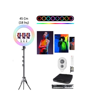 18 inç RGB Ring Light, 2m Tripod, Youtuber, Tiktoker, Makyaj, Selfie Işığı