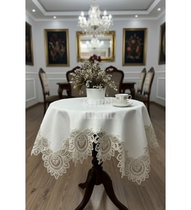 Fransız Dantelli Keten Fiskos, Gardenya Kumaş Fiskos 100x100cm