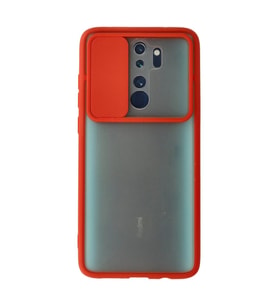 Xiaomi Redmi Note 8 Pro Kılıf Palm Buzlu Kamera Sürgülü Silikon - Kırmızı