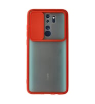 Xiaomi Redmi Note 8 Pro Kılıf Palm Buzlu Kamera Sürgülü Silikon - Kırmızı