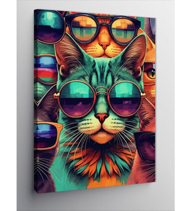 Kanvas Tablo Renkli Kedi Eğlencesi