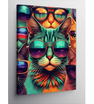 Kanvas Tablo Renkli Kedi Eğlencesi