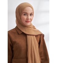 Müslin Biyeli Şal  -90 x 200- 3352-02 (Koyu Bej)