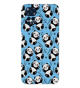 Xiaomi Redmi Note 11 Uyumlu Lansman Kılıf Panda Tasarımlı İçi Kadife Kapak-Mavi (Şeffaf)