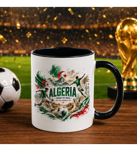 BK Gift Cezayir Taraftar Temalı 2026 Dünya Kupası Tasarımlı Siyah Kupa Bardak