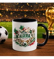 BK Gift Cezayir Taraftar Temalı 2026 Dünya Kupası Tasarımlı Siyah Kupa Bardak