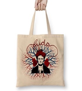 Frida Kahlo 001 Bez Çanta Uzun Saplı