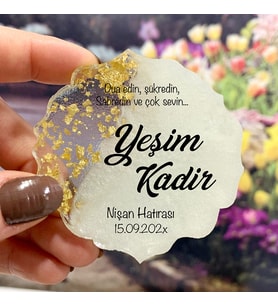Epoksi Magnet Hediyelik - ETİKET DEĞİLDİR!! - Özel Tasarım - Nişan, Nikah, Söz, Kına, Düğün Hatırası (Gold)