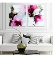 Tablolife Abstract Akvarel İkili Set Yağlı Boya Dokulu Tablo 100X150,Çerçeve;Gümüş