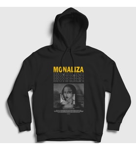 Presmono Unisex Siyah Lolipop Art Monaliza Kapüşonlu Sweatshirt 406668tt