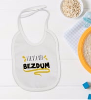 BK Kids Bezdum Tasarımlı Beyaz Bebek Mama Önlüğü-5
