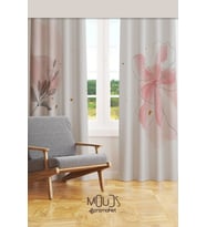 Flower Art 2 Desenli Süet Oturma Odası Salon Fon Perde Baskılı Ekstrafor Büzgü 2 Kanat PRD-1031