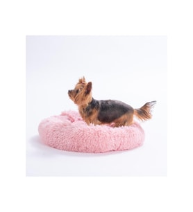 Pembe Donut Köpek ve Kedi Yatağı, Peluş ve Rahat Uyku Yatağı