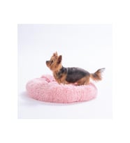 Pembe Donut Köpek ve Kedi Yatağı, Peluş ve Rahat Uyku Yatağı